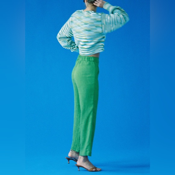 Ciao Lucia Pietro plisse pant Kelly Green Jacquard - Picture 3 of 7